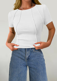 Short Sleeved Casual Round Neck Slim Fit T-Shirt