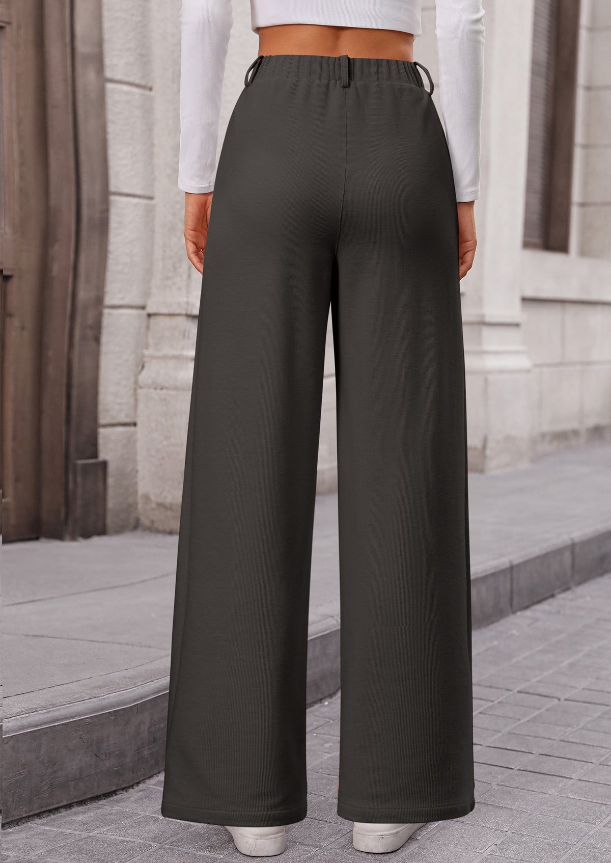 Wide Leg Casual High Elastic Waisted Work Office Palazzo Pants