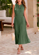 Casual V Neck Swiss Dot Ruffle Sleeveless A Line Beach Sun Dresses