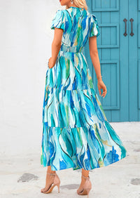 Casual V-neck short sleeved Bohemian Maxi dress