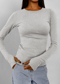 Casual Long Sleeved Round Neck Y2k Top