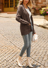 Knitted Solid Color Button Down Chunky Outwear Cardigan