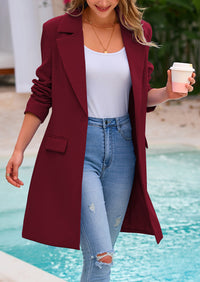 PRETTYGARDEN Women's Spring Fall Long Blazer Jackets Long Sleeve Lapel Pockets Loose Fit Work Casual Blazers Outerwear