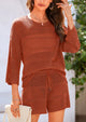 Cover up Hollow Out Knit Half Sleeve 2 Piece Sets