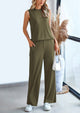Casual Loose Tank Top Wide Leg Pants 2 Piece Lounge Set
