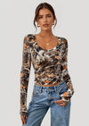 PRETTYGARDEN Womens Long Sleeve T Shirts Fall Trendy Deep V Neck Slim Fit Basic Crop Tops Casual Going Out Top