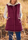 PRETTYGARDEN Womens Fall Reversible Vests Sleeveless Fleece Jacket Zip Up Hoodie Pockets Long Warm Winter Coat Outerwear