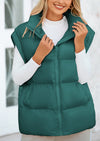 Casual Stand Collar Lightweight Sleeveless Zip Up Padded Coats