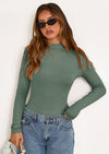 PRETTYGARDEN Women's Turtleneck Long Sleeve Shirts Fall Basic Tees Ribbed Fitted Tops Thermal Layering Knit Top Clothes