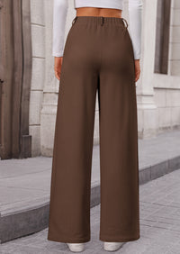 Wide Leg Casual High Elastic Waisted Work Office Palazzo Pants