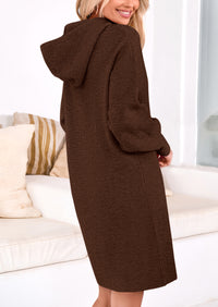Knit Pullover Long Sleeve Hoodie Sweater Dress