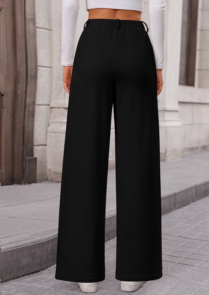 Wide Leg Casual High Elastic Waisted Work Office Palazzo Pants