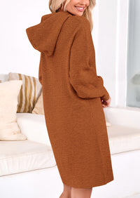 Knit Pullover Long Sleeve Hoodie Sweater Dress