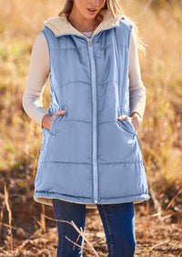 PRETTYGARDEN Womens Fall Reversible Vests Sleeveless Fleece Jacket Zip Up Hoodie Pockets Long Warm Winter Coat Outerwear