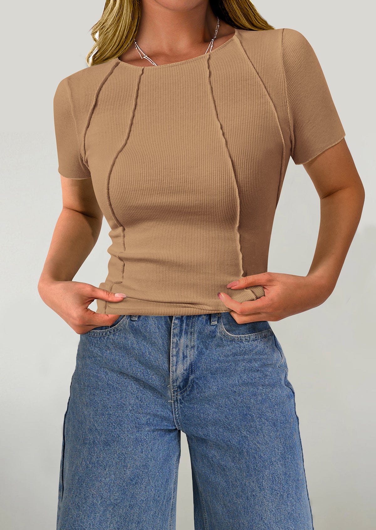 Short Sleeved Casual Round Neck Slim Fit T-Shirt