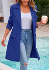 PRETTYGARDEN Women's Spring Fall Long Blazer Jackets Long Sleeve Lapel Pockets Loose Fit Work Casual Blazers Outerwear