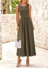 PRETTYGARDEN Women's Maxi Sundress Casual Summer Sleeveless Asymmetrical Drop Waist Patchwork Long Flowy Tank Dresses