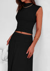 PRETTYGARDEN Skirt Sets Ruched Tank Tops Ruffle Maxi Skirts Wedding Guest Matching 2 Piece Outfits