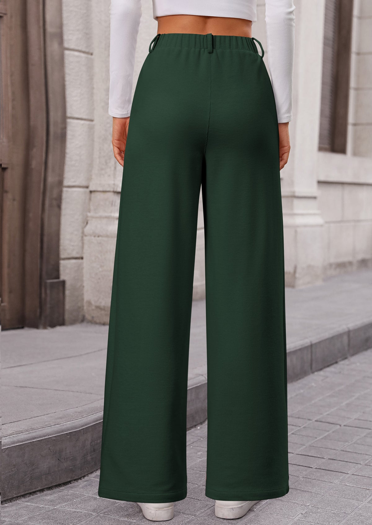 Wide Leg Casual High Elastic Waisted Work Office Palazzo Pants