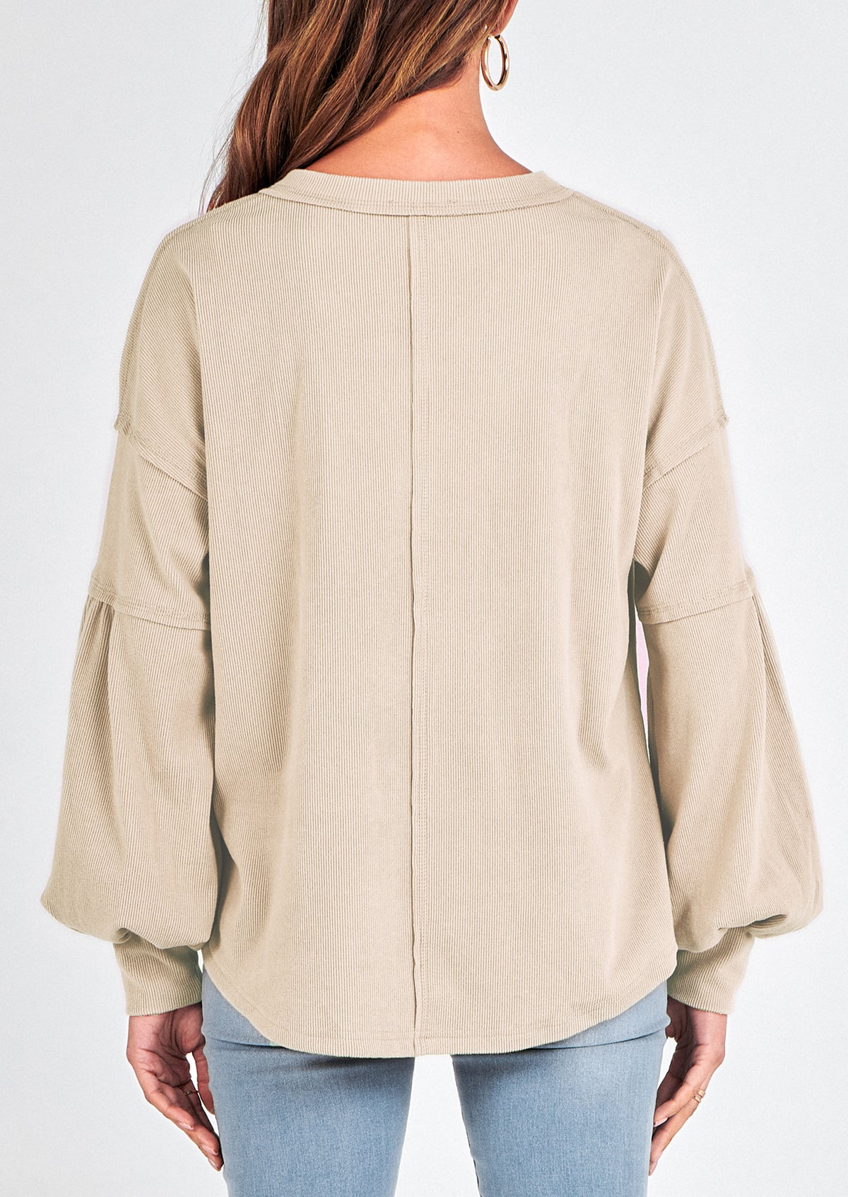 Long Sleeved Casual V-Neck Loose Knit Pullover