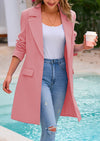 PRETTYGARDEN Women's Spring Fall Long Blazer Jackets Long Sleeve Lapel Pockets Loose Fit Work Casual Blazers Outerwear