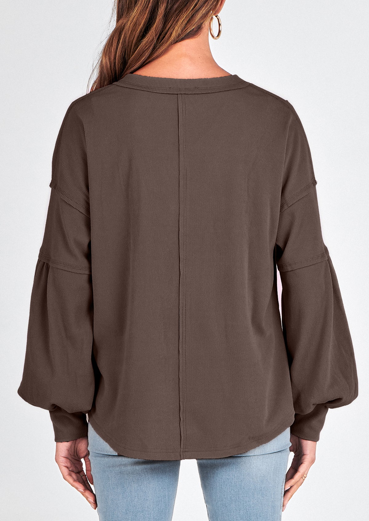 Long Sleeved Casual V-Neck Loose Knit Pullover