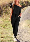 PRETTYGARDEN Dressy Off Shoulder Romper Spring Vacation Travel Lounge Outfits Clothes