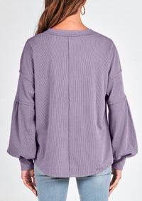 Long Sleeved Casual V-Neck Loose Knit Pullover