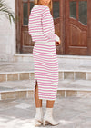 PRETTYGARDEN 2 Piece Skirts Sets For Women Fall Fashion Striped Sweater Dress Knit Lounge Travel Outfits Winter Clothing