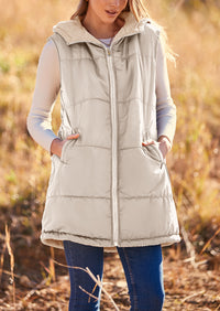 PRETTYGARDEN Womens Fall Reversible Vests Sleeveless Fleece Jacket Zip Up Hoodie Pockets Long Warm Winter Coat Outerwear