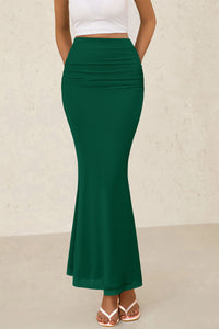 Mermaid Bodycon Trendy Casual High Waisted Ruffle Ruched Long Mesh Skirts