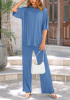 PRETTYGARDEN 2 Piece Outfits Casual Pullover Tops and Wide Leg Pants Tracksuits