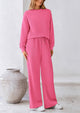 Casual Long Sleeve Pullover Tops and Wide Leg Pants Knitted Two Piece Sets