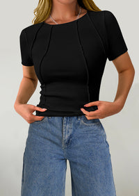 Short Sleeved Casual Round Neck Slim Fit T-Shirt