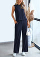 Casual Loose Tank Top Wide Leg Pants 2 Piece Lounge Set