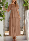 PRETTYGARDEN Womens Summer Smocked Tiered Ruffle A Line Beach Maxi Dresses
