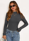 PRETTYGARDEN Women's Turtleneck Long Sleeve Shirts Fall Basic Tees Ribbed Fitted Tops Thermal Layering Knit Top Clothes