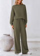 Casual Long Sleeve Pullover Tops and Wide Leg Pants Knitted Two Piece Sets