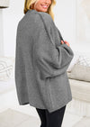 PRETTYGARDEN Women's Winter Button Down Cardigan Sweaters Mock Neck Lantern Long Sleeve Chunky Knit Jacket Trendy Outerwear
