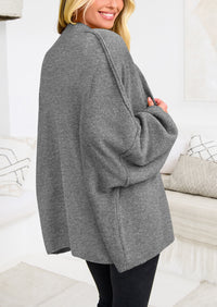 PRETTYGARDEN Women's Winter Button Down Cardigan Sweaters Mock Neck Lantern Long Sleeve Chunky Knit Jacket Trendy Outerwear