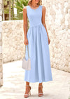 PRETTYGARDEN Women's Maxi Sundress Casual Summer Sleeveless Asymmetrical Drop Waist Patchwork Long Flowy Tank Dresses