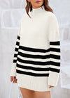PRETTYGARDEN Women's Oversized Striped Sweaters Fall Casual Long Sleeve Turtleneck Pullover Chunky Knit Jumper Tops