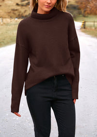 Long Sleeve Oversized Chunky Knitted Casual Turtleneck Sweaters
