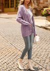Knitted Solid Color Button Down Chunky Outwear Cardigan
