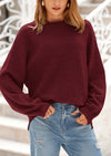 Casual Crew Neck Long Sleeve Pullover Ribbed Knit Loose Fit Sweaters