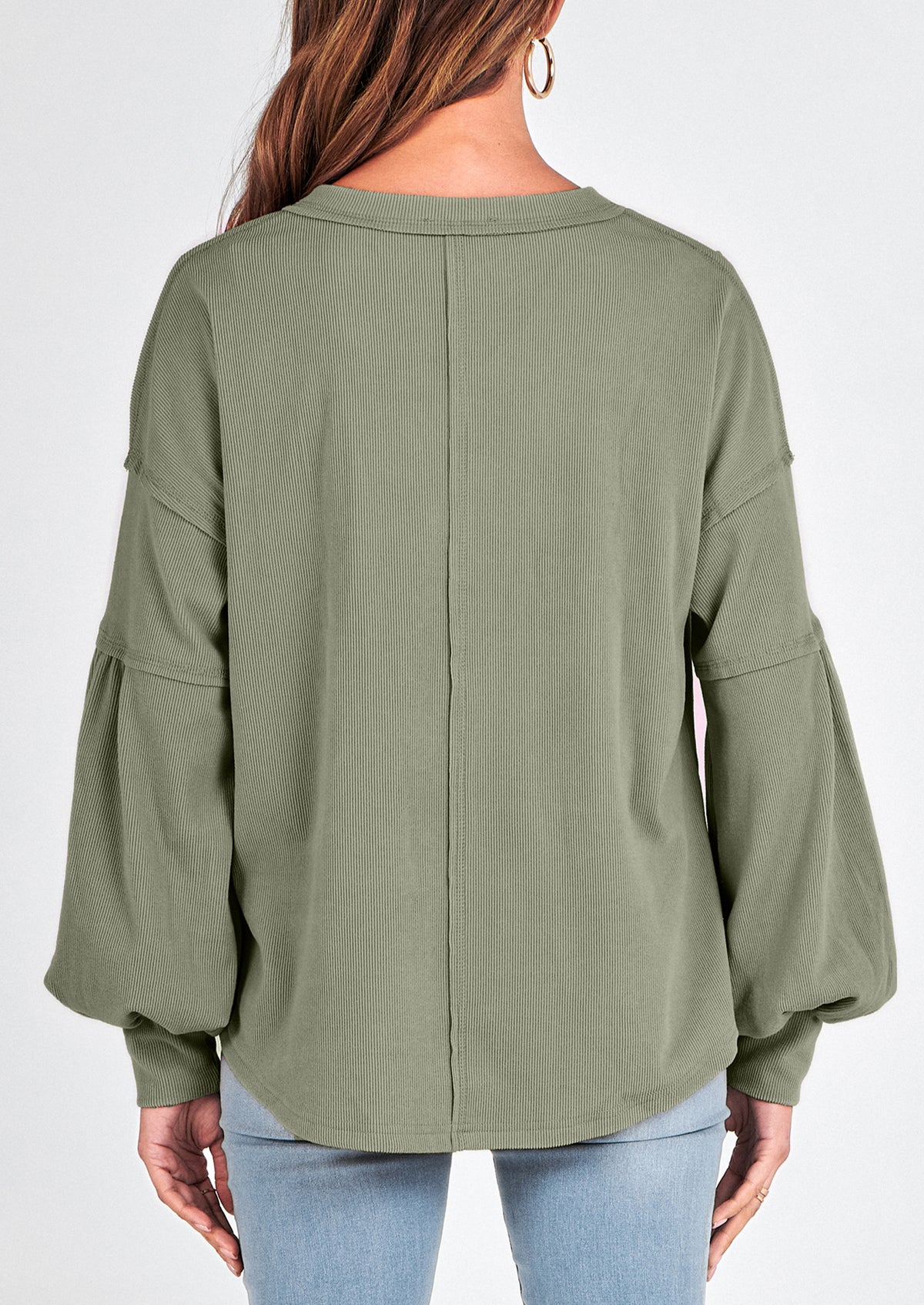 Long Sleeved Casual V-Neck Loose Knit Pullover