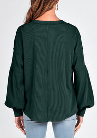 Long Sleeved Casual V-Neck Loose Knit Pullover