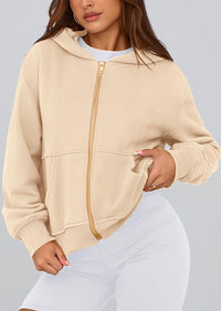 Y2K Zip Up Hoodie Long Sleeve Loose Fit Pockets Casual Sweatshirt