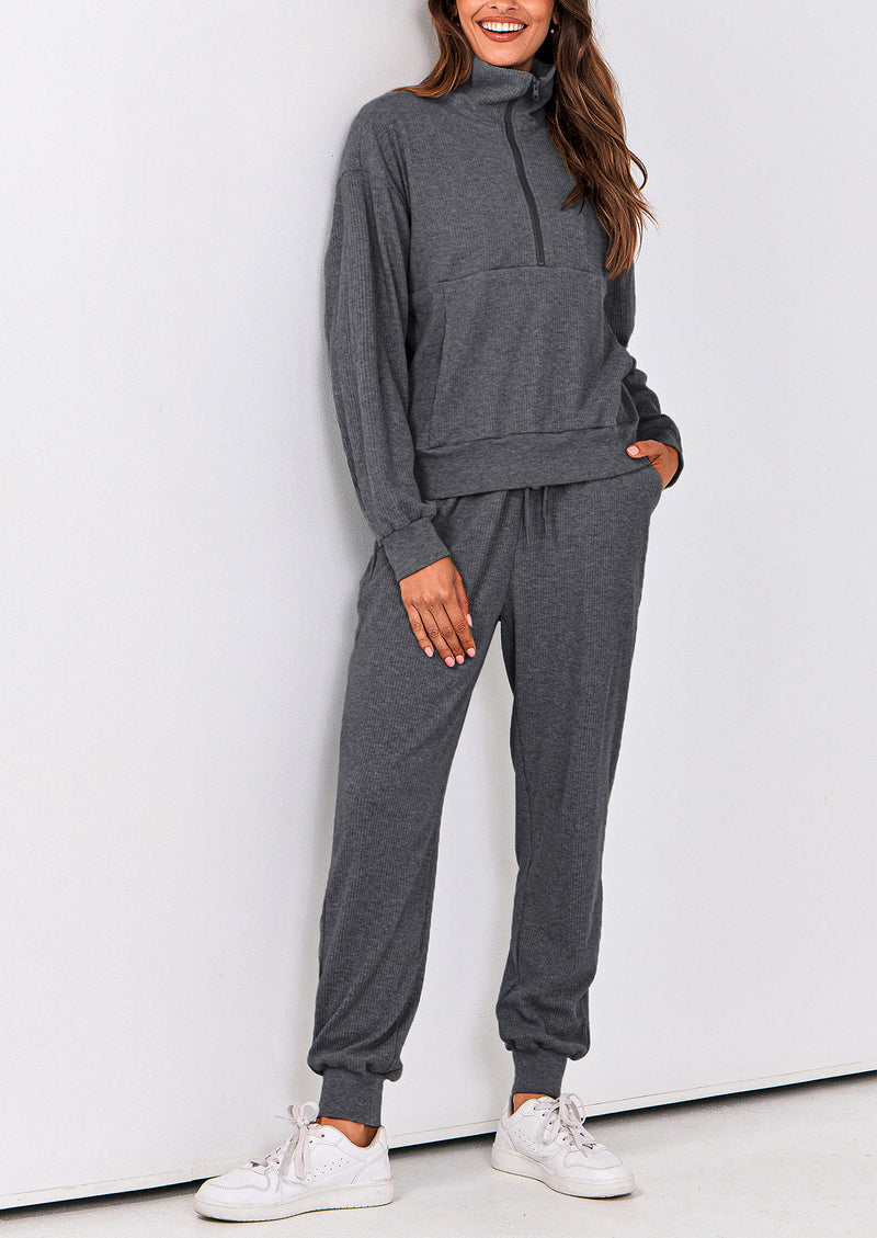 PRETTYGARDEN Women's Fall 2 Piece Lounge Sets Zip Up Sweatshirt Jogger Pants Sweat Track Suits Travel Outfit Winter Clothing