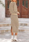 PRETTYGARDEN 2 Piece Skirts Sets For Women Fall Fashion Striped Sweater Dress Knit Lounge Travel Outfits Winter Clothing